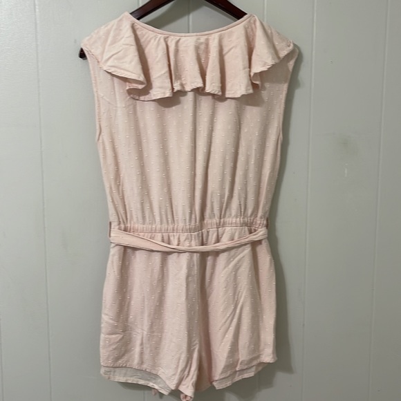 ROXY Pale Pink Ruffles Shorts Romper “Cool Your Heart” with Belt size 6 - Picture 9 of 16
